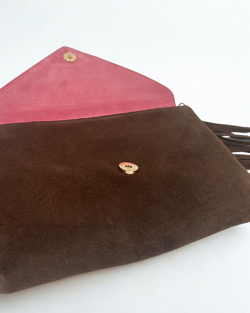Bella Clutch- Fringe Suede