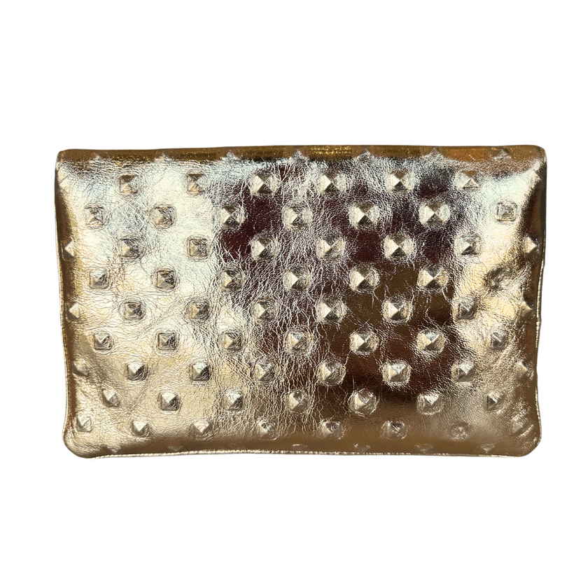 Bella Clutch- Gold Embossed Studded Leather