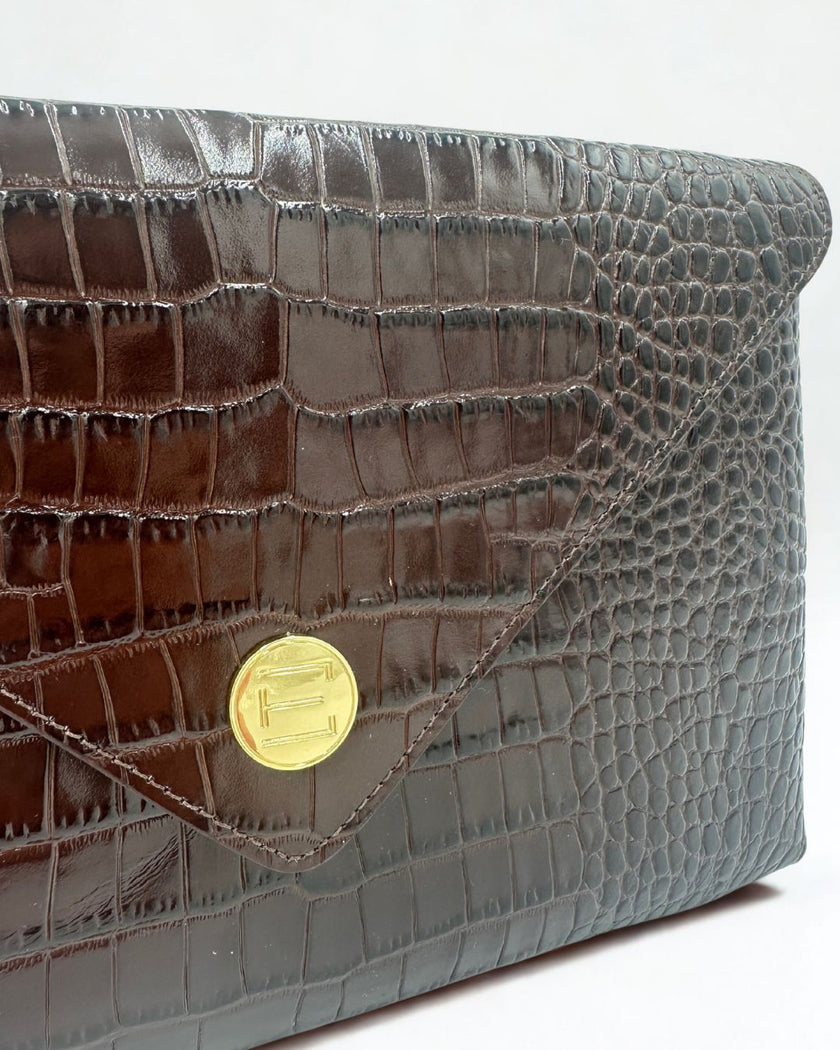 Bella Clutch- Chocolate Croc
