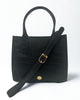 Mauney Satchel Bag- Black Embossed Croc