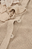 Funnel Neck Cardigan with Bishop Sleeves and Knit Floral Detail