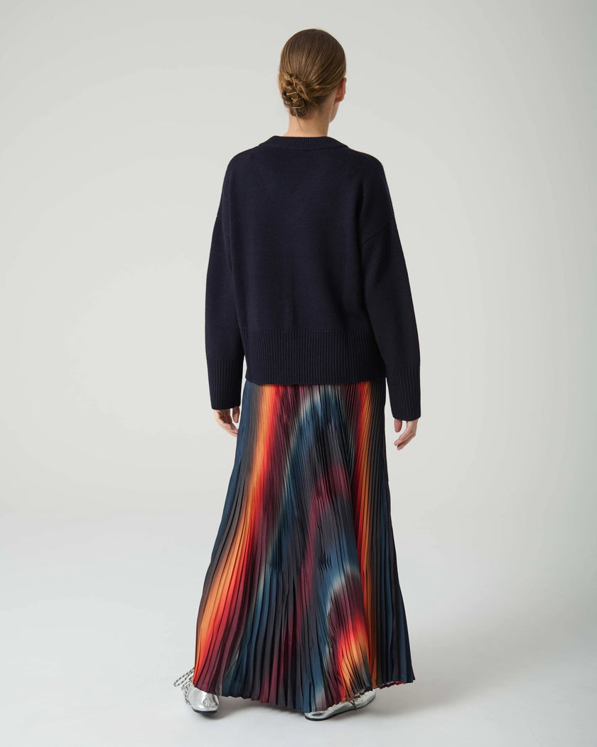 Long Pleated Print Skirt