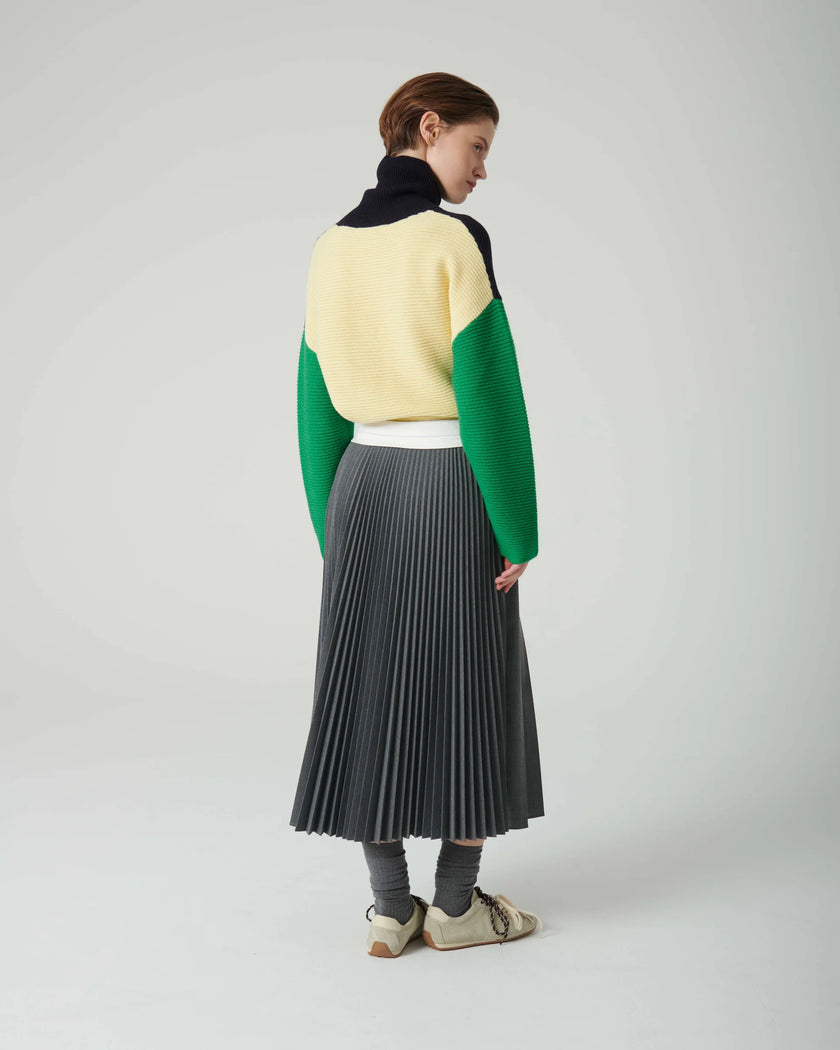 Tailored Faux Leather Pleated Skirt