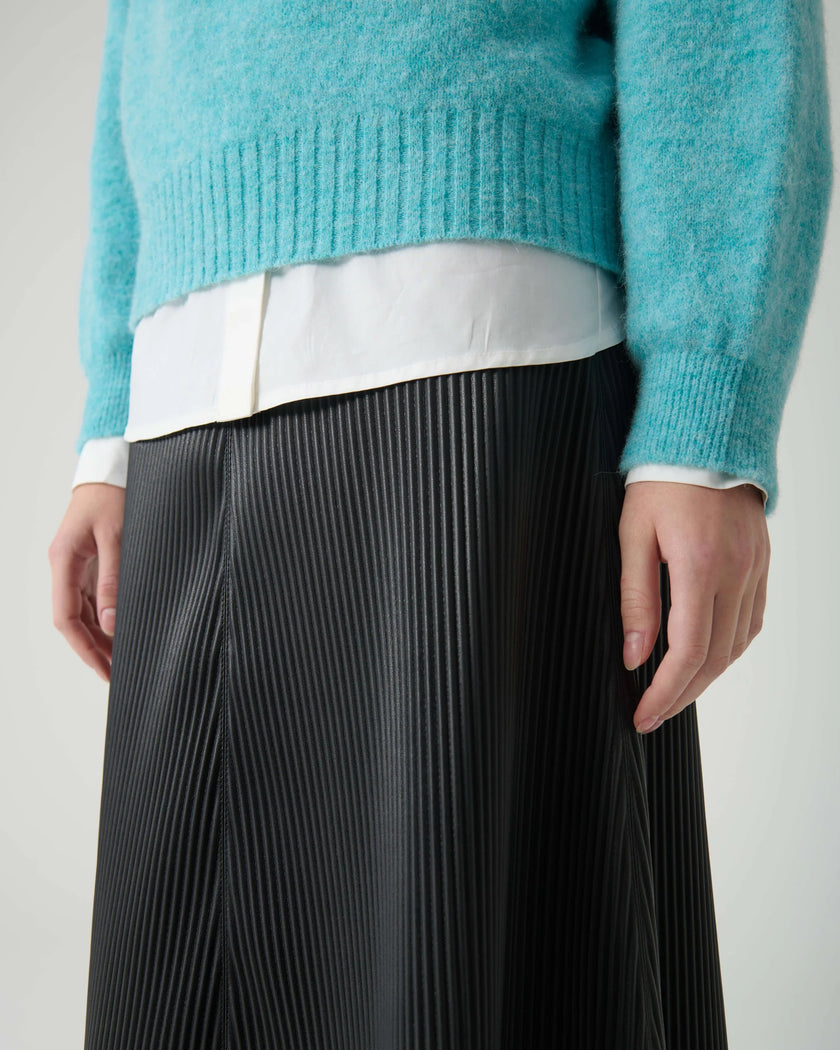 Pleated Eco Leather Skirt