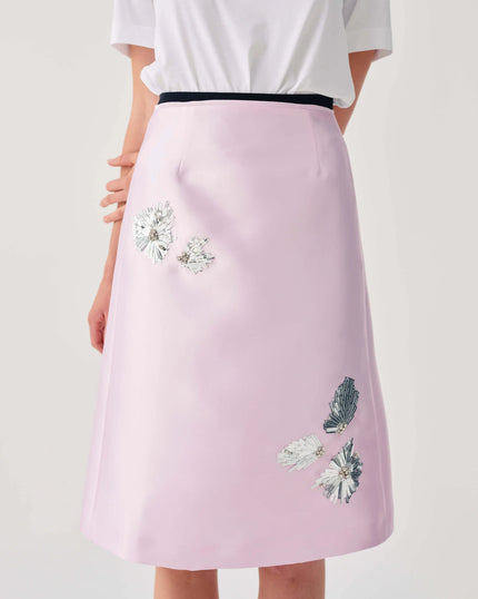 Beatrice b.- Floral Embroidered Midi Skirt