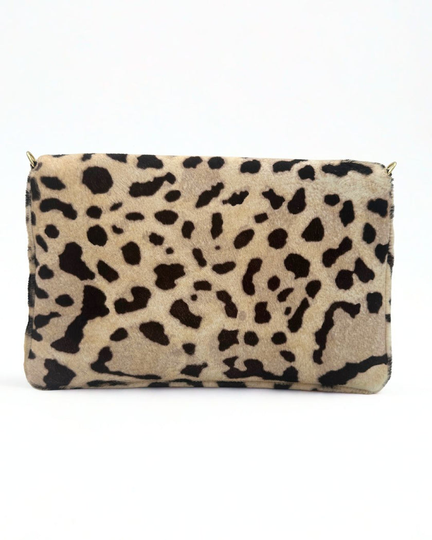 Bella Clutch- Ocelot Snow Leopard Haircalf