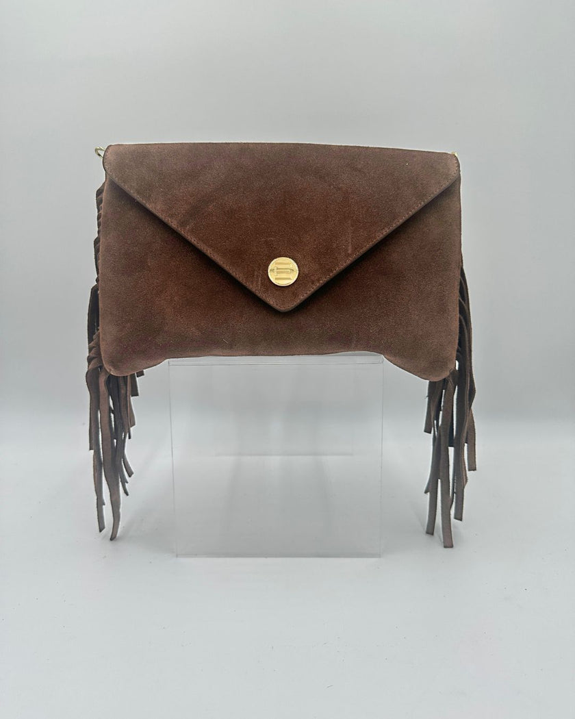 Bella Clutch- Fringe Suede