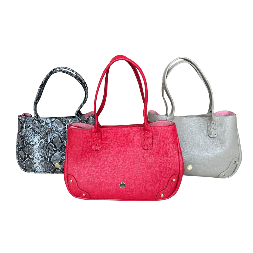Tammy Tote- Solid Red Pebble Leather