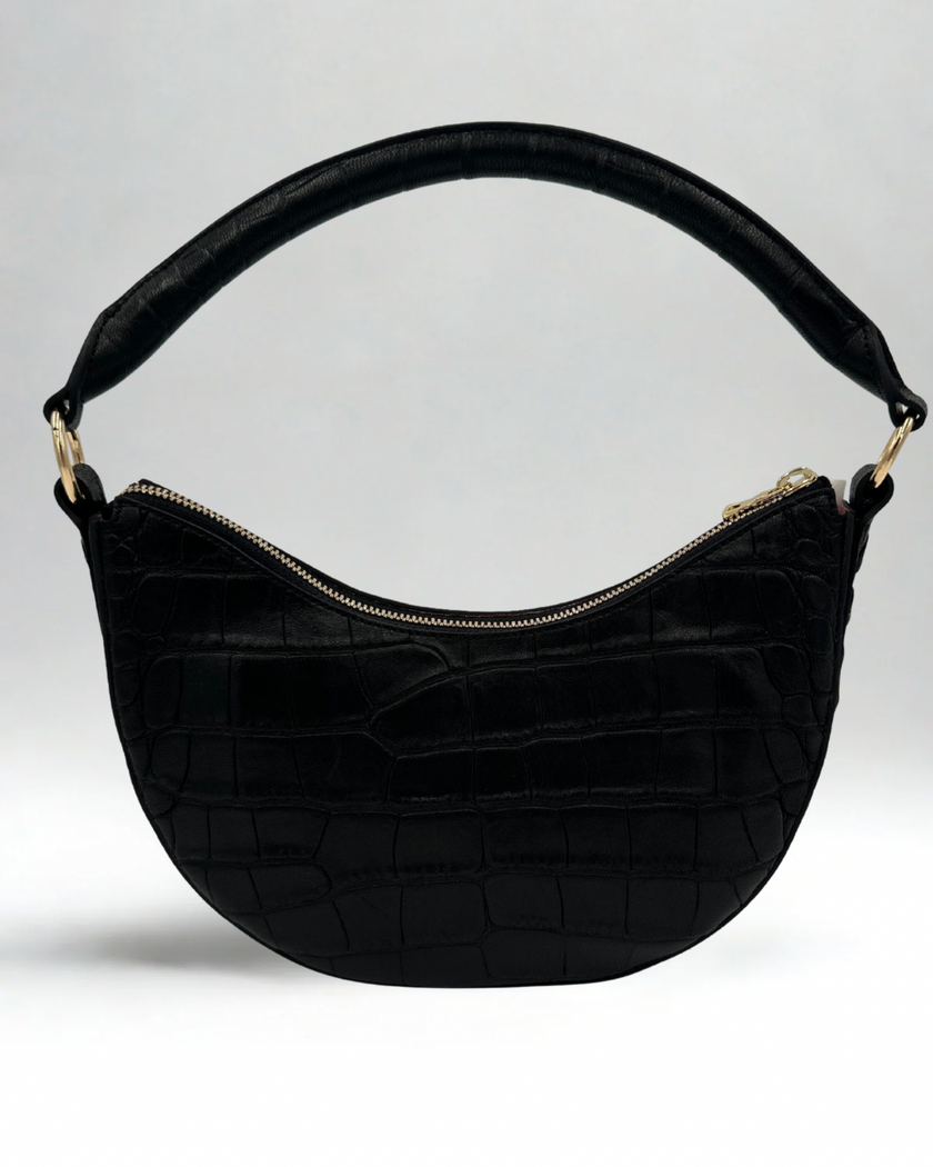 Sawyer Shoulder Bag- Black Croc