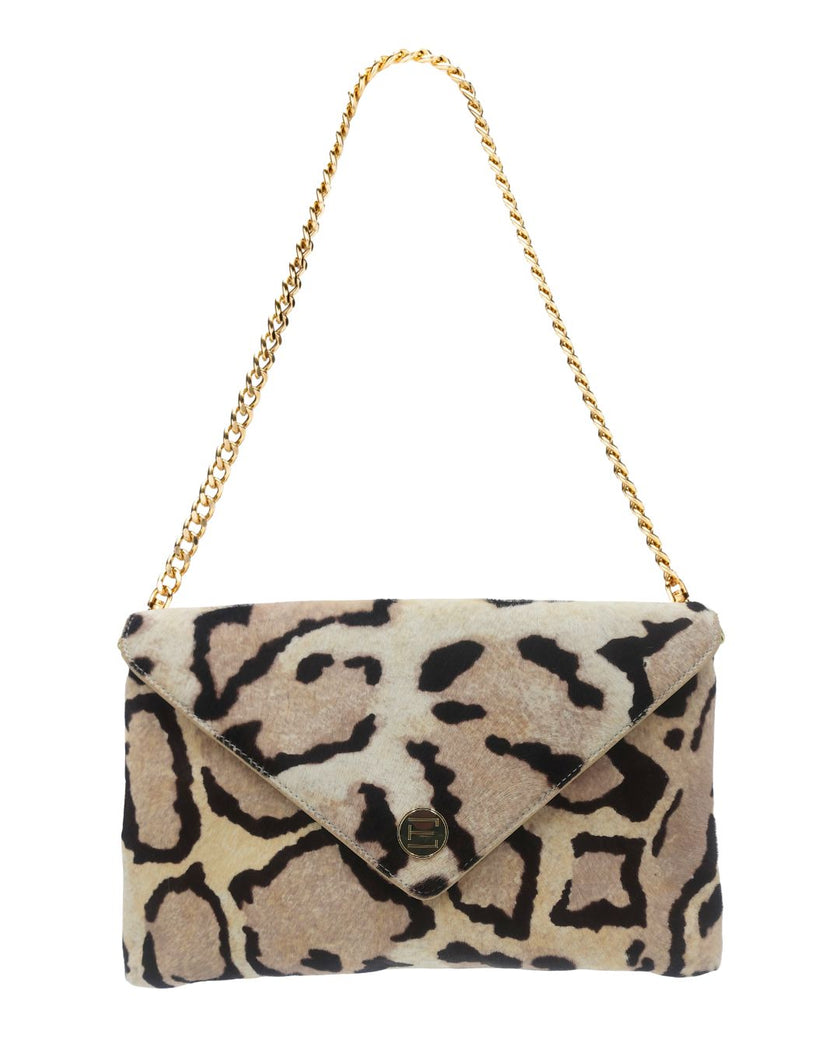 Bella Clutch- Ocelot Snow Leopard Haircalf