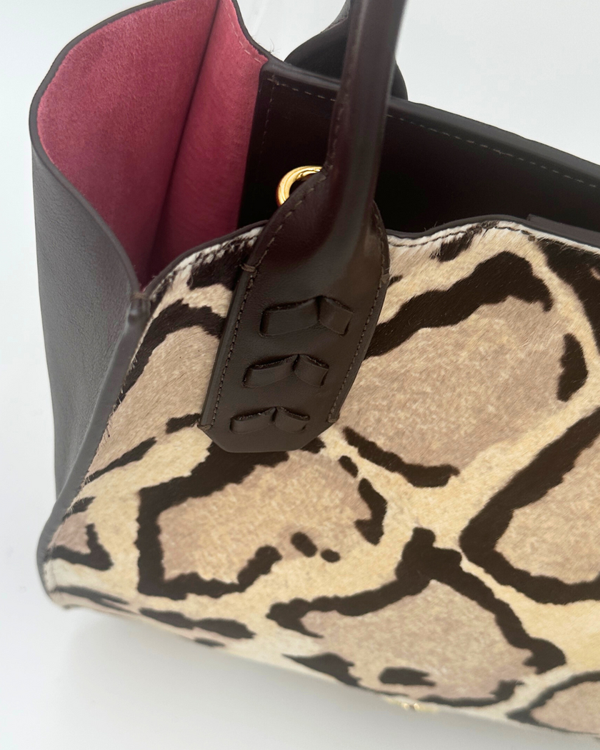 Mauney Satchel Bag- Haircalf Ocelet Snow Leopard (*patterns vary)