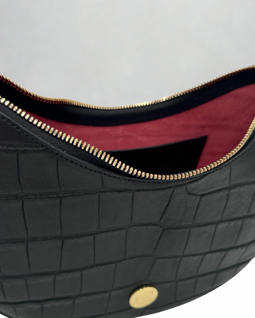 Sawyer Shoulder Bag- Black Croc