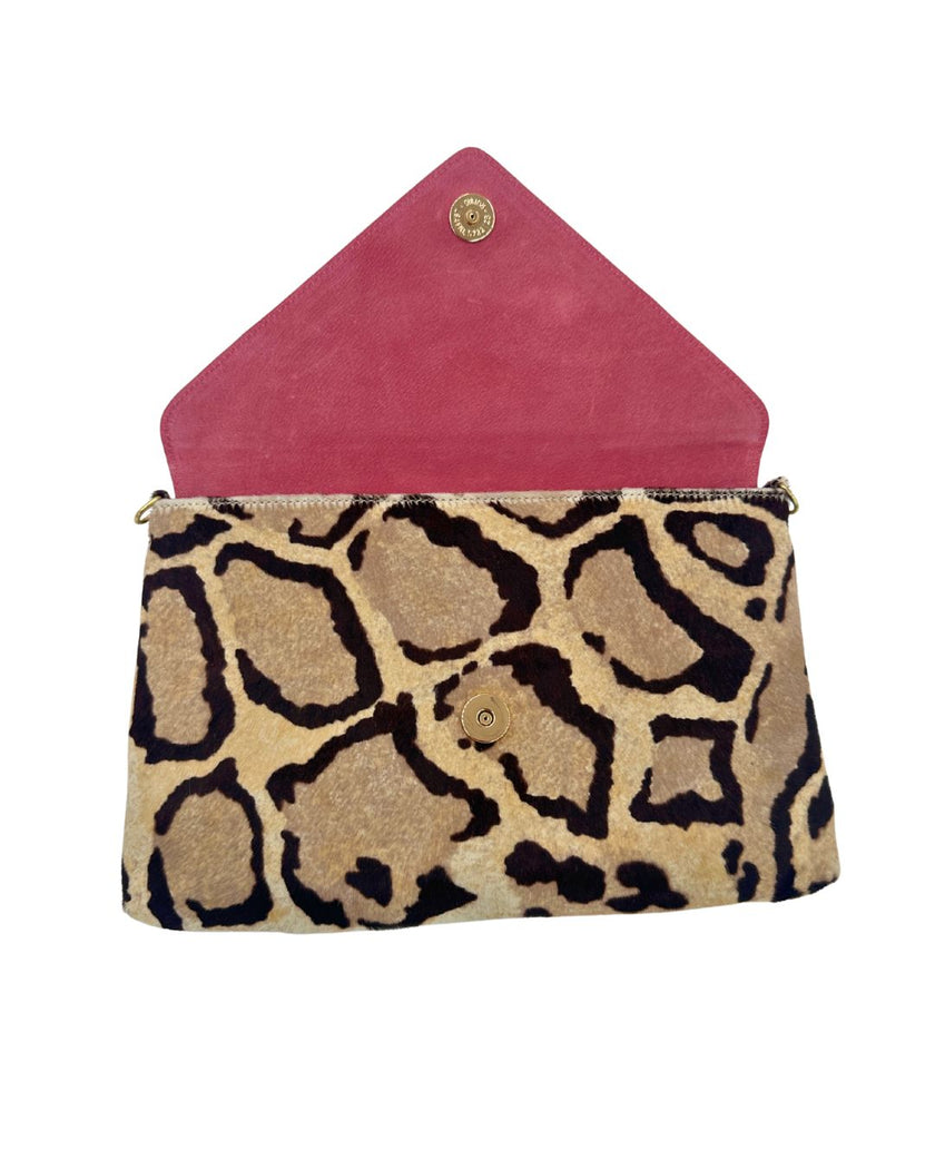 Bella Clutch- Ocelot Snow Leopard Haircalf