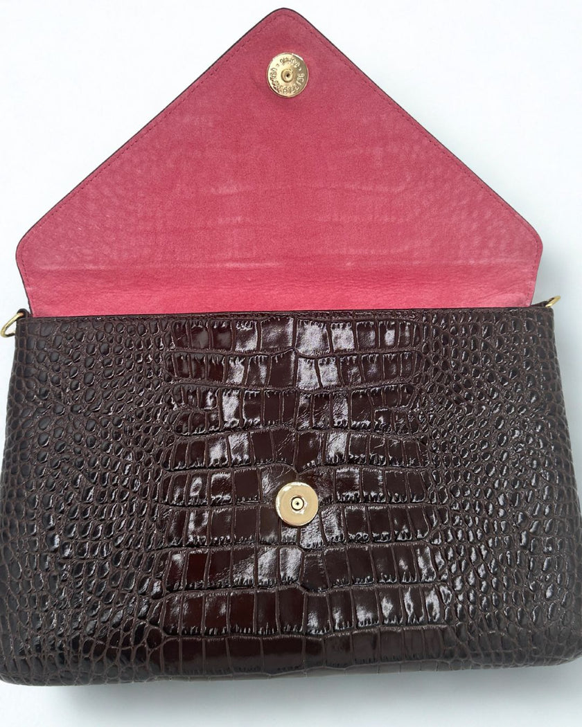 Bella Clutch- Chocolate Croc