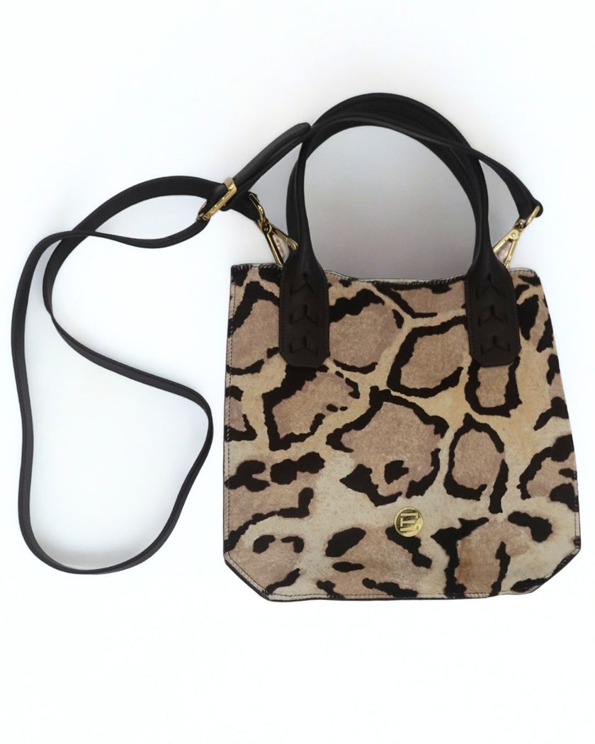 Mauney Satchel Bag- Haircalf Ocelet Snow Leopard (*patterns vary)