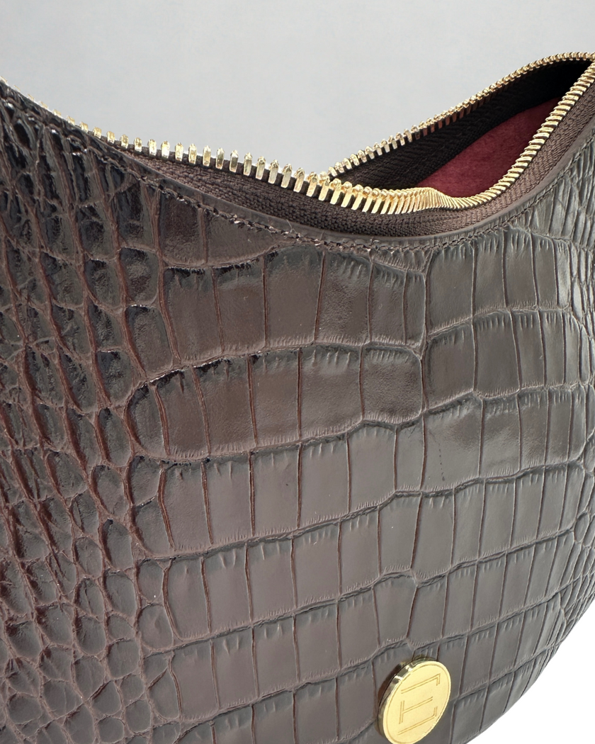 Sawyer Shoulder Bag- Chocolate Croc
