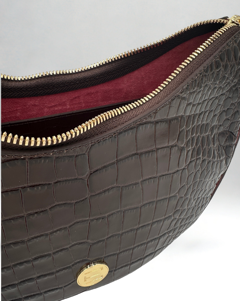 Sawyer Shoulder Bag- Chocolate Croc