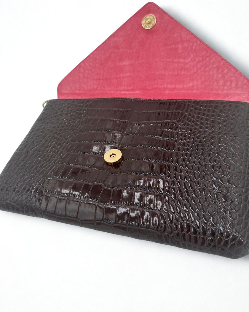 Bella Clutch- Chocolate Croc