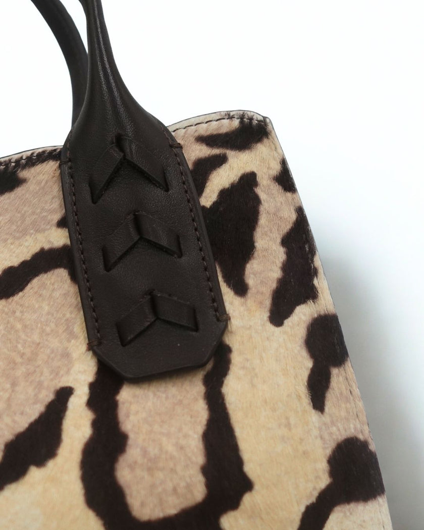 Mauney Satchel Bag- Haircalf Ocelet Snow Leopard (*patterns vary)