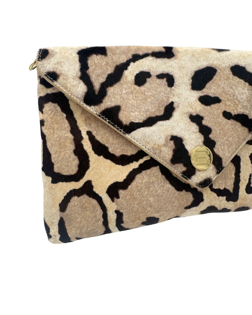 Bella Clutch- Ocelot Snow Leopard Haircalf