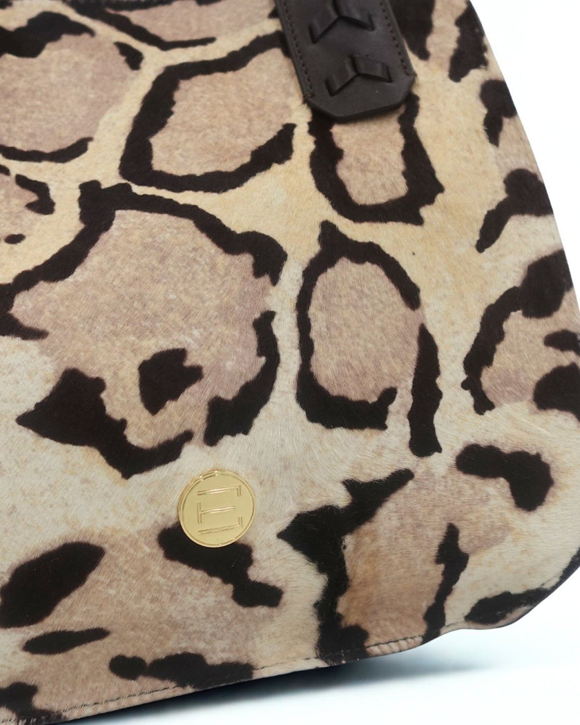 Mauney Satchel Bag- Haircalf Ocelet Snow Leopard (*patterns vary)