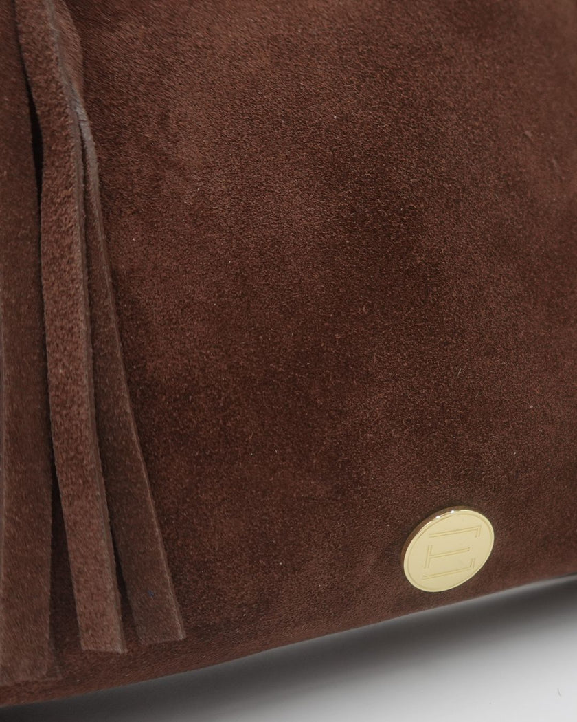 Mauney Satchel Bag- Brown Suede Fringe