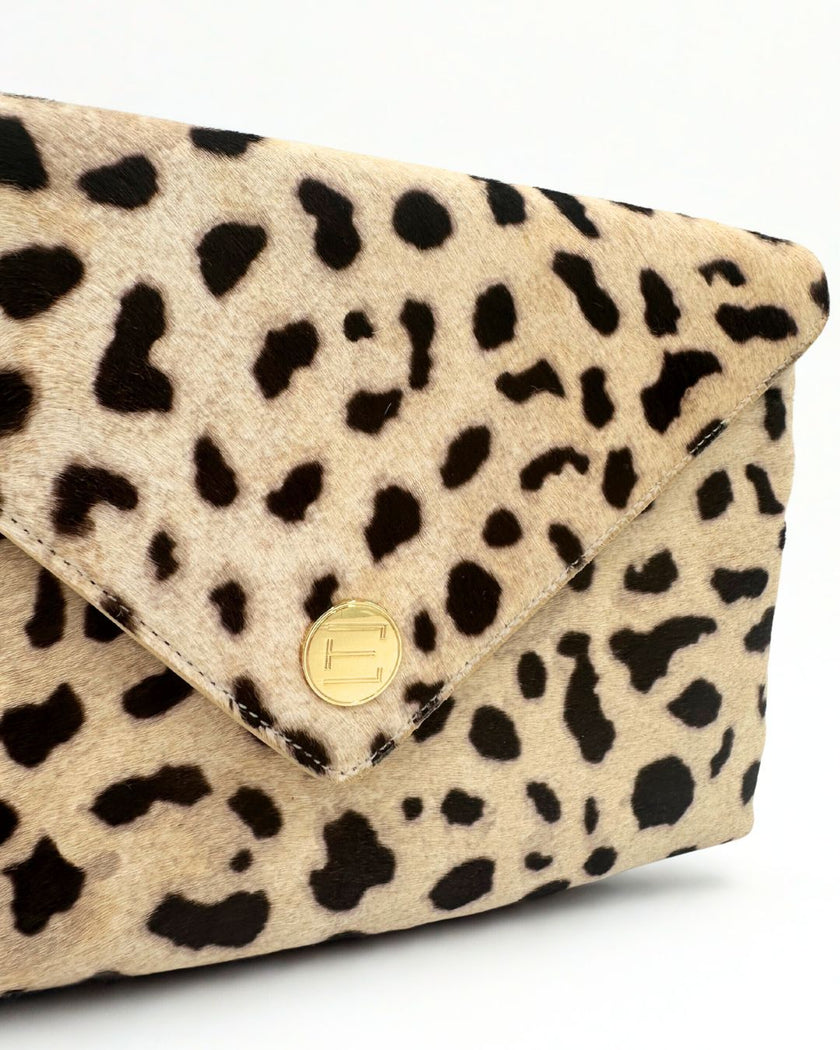 Bella Clutch- Ocelot Snow Leopard Haircalf