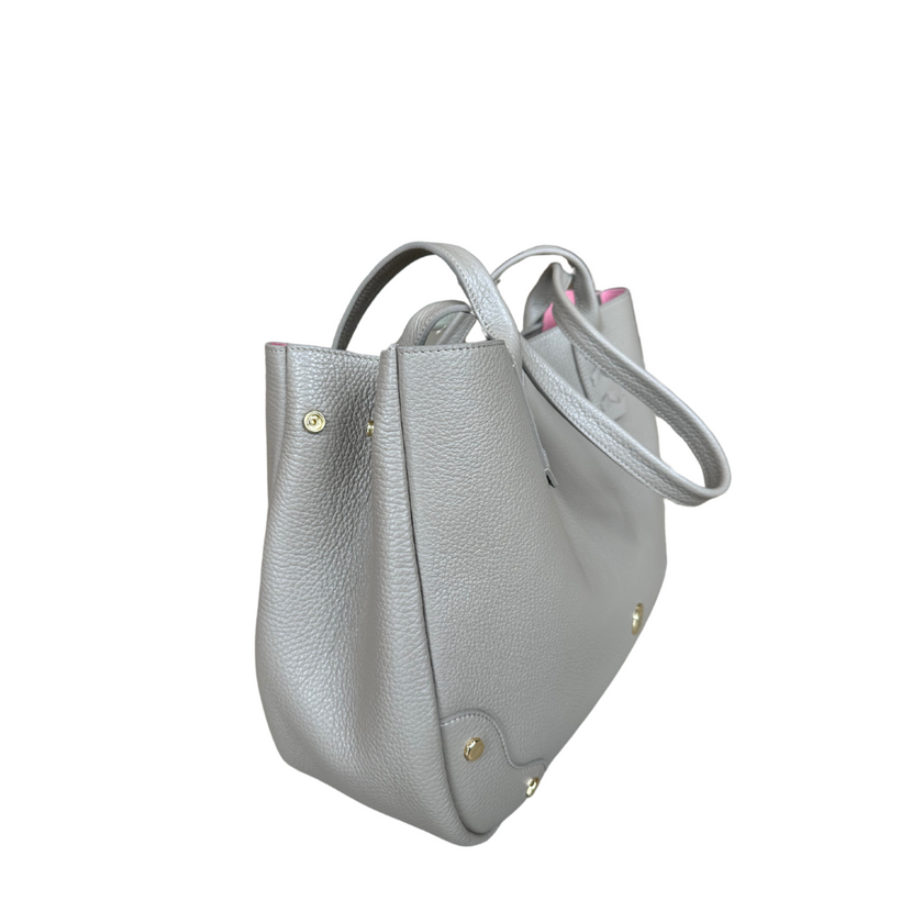 Tammy Tote- Solid Taupe Pebble Leather