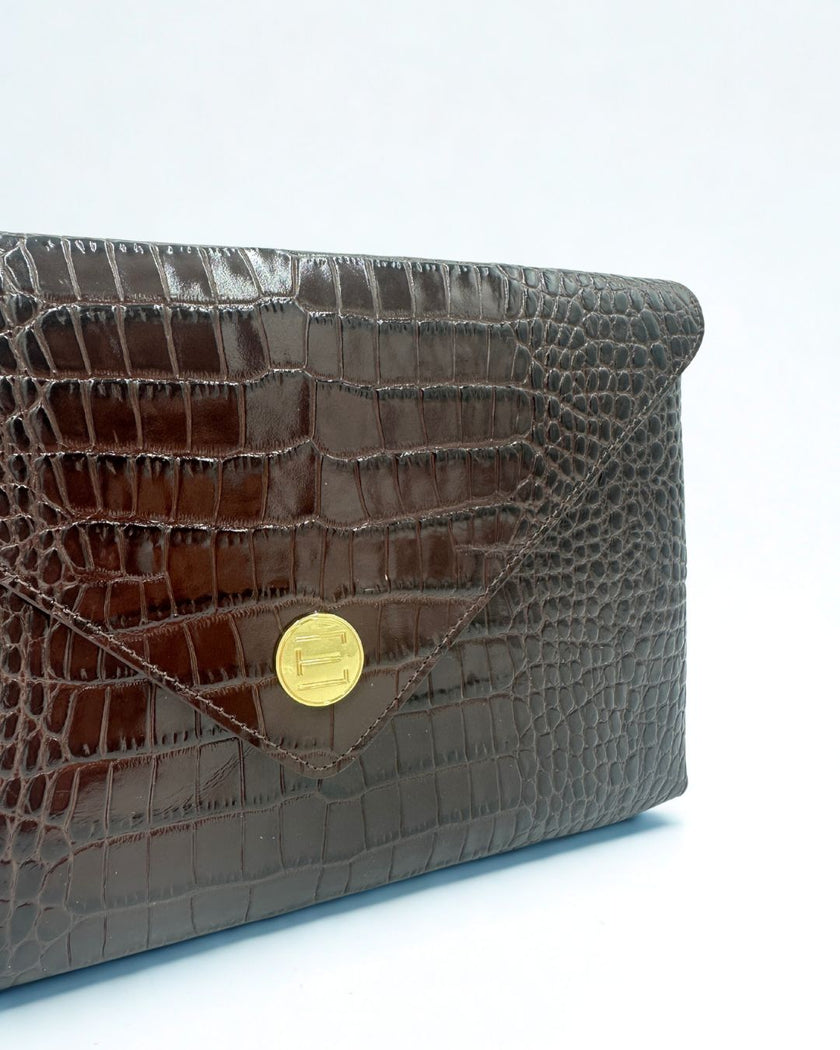 Bella Clutch- Chocolate Croc