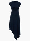 Acaria Studio - Blossom Dress in navy. Available at Edit by Elaine Turner in Houston, TX. Flat lay view. 