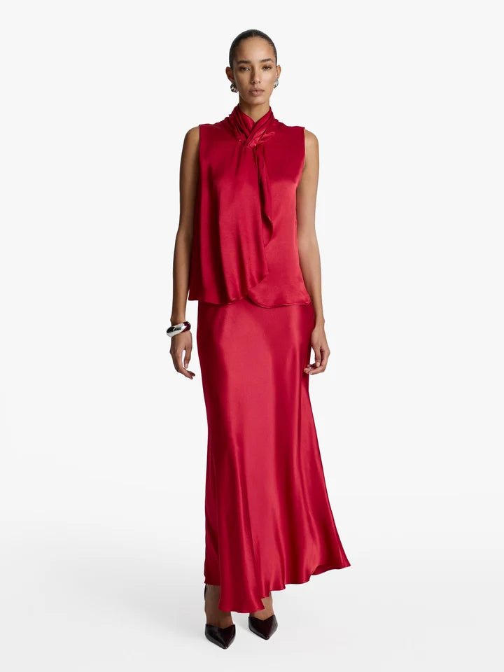 Acaria Studio - Jolly Top in Red. Available at Edit by Elaine Turner in Houston, TX. Model front view. 
