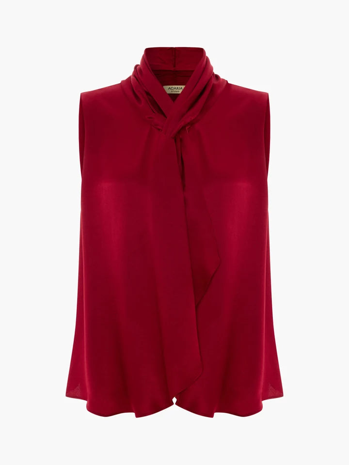 Acaria Studio - Jolly Top in Red. Available at Edit by Elaine Turner in Houston, TX. Flat Lay view. 