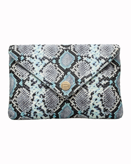 Elaine Turner- Bella Clutch- Turquoise Multi Python