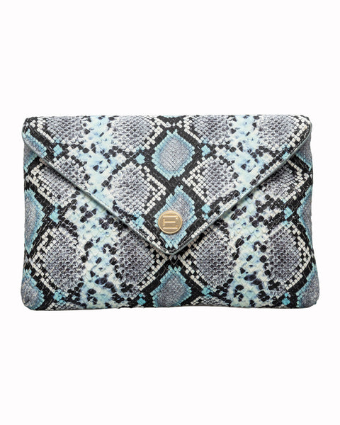 Elaine Turner- Bella Clutch- Turquoise Multi Python