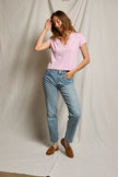 Alanis Recycled Cotton V Neck- Sugar Pink - Edit by Elaine Turner