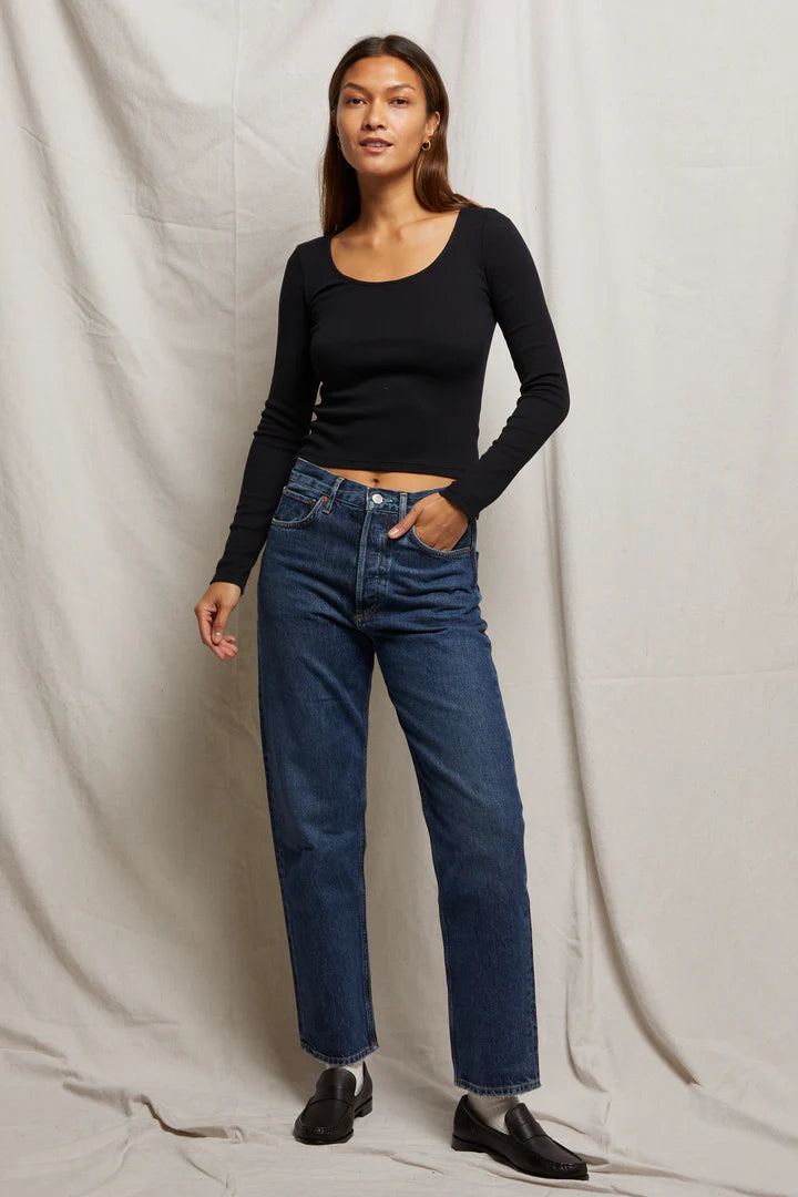 Anya Ribbed Long Sleeve- True Black