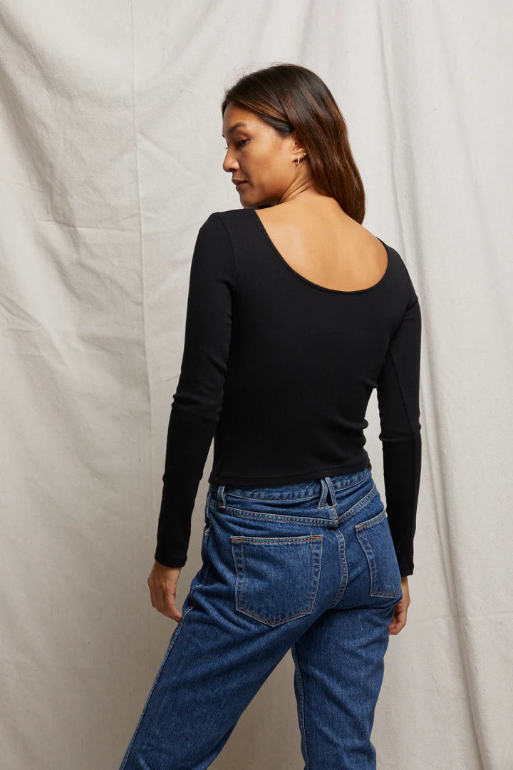 Anya Ribbed Long Sleeve- True Black