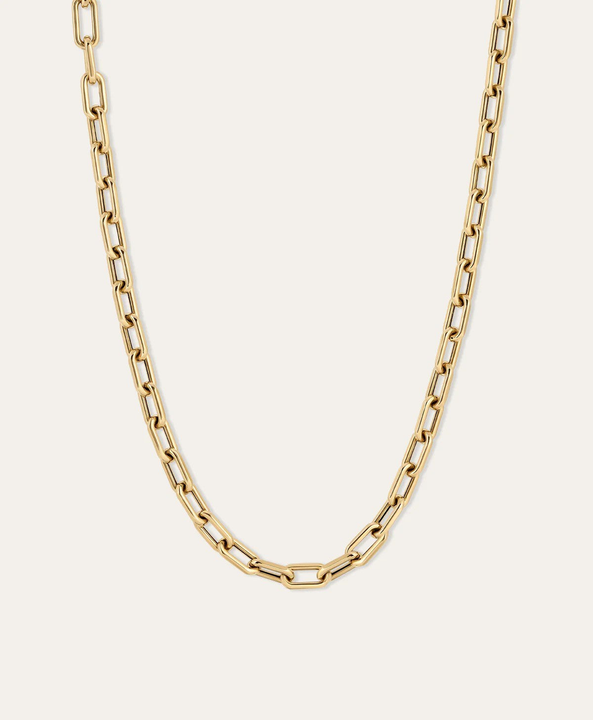 Adina Reyter- Italian Chain Link Necklace. Available at Edit by Elaine Turner in Houston, TX. Close-up view. 