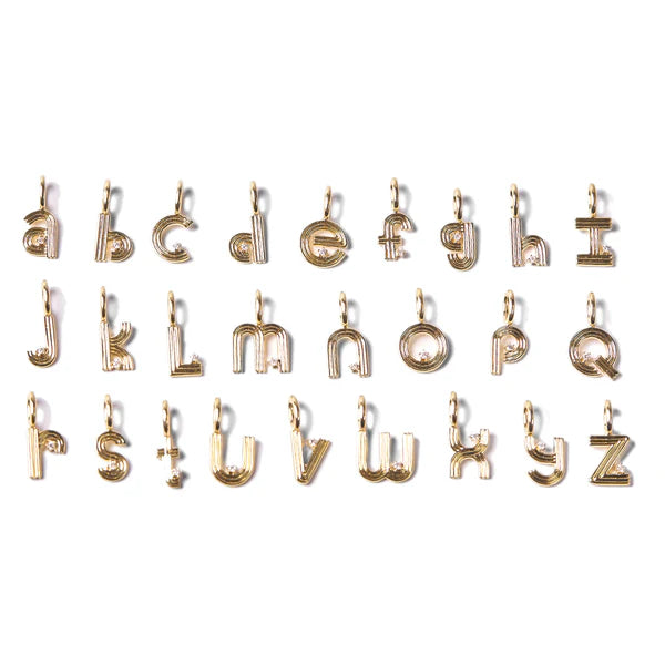 Mini Groovy Diamond Initial Charm