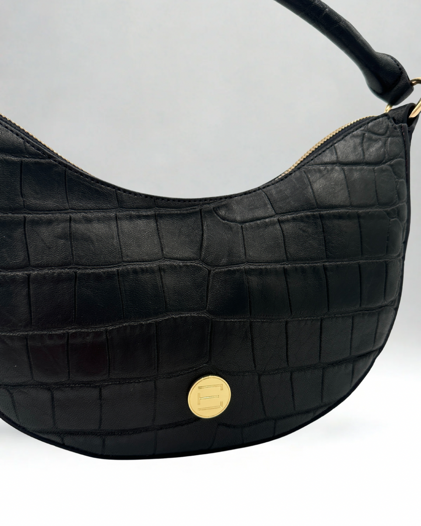 Sawyer Shoulder Bag- Black Croc
