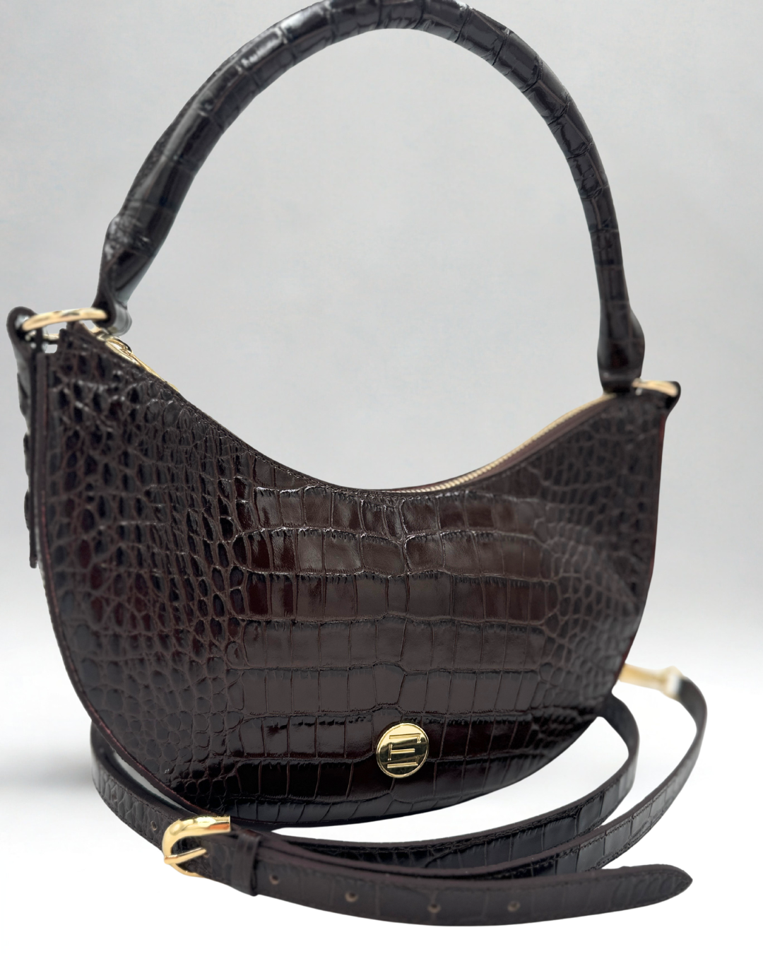 Sawyer Shoulder Bag- Chocolate Croc