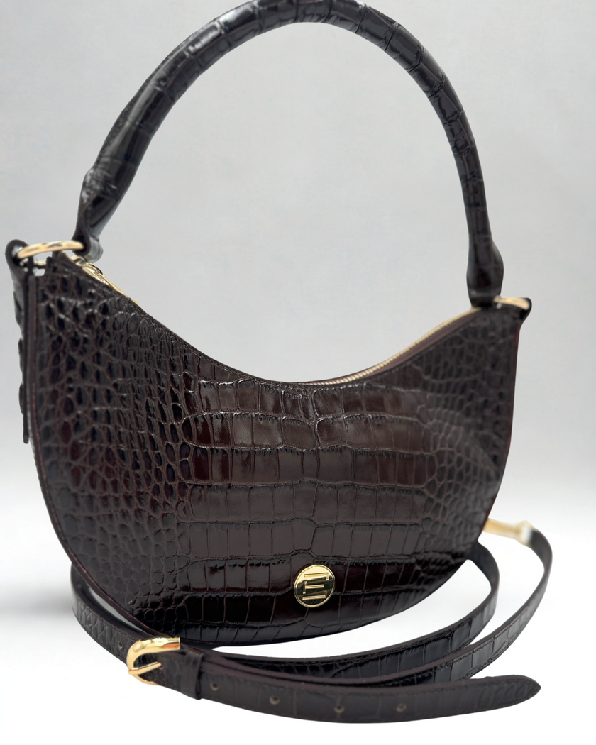 Sawyer Shoulder Bag- Chocolate Croc