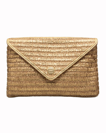 Elaine Turner- Bella Clutch- Gold Raffia
