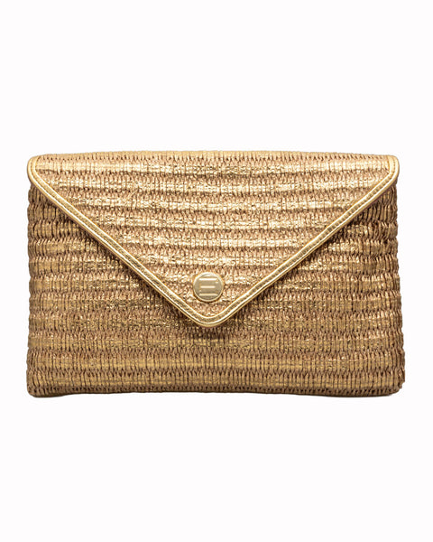 Elaine Turner- Bella Clutch- Gold Raffia