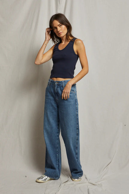 Blondie Ribbed Tank- Navy