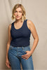 Blondie Ribbed Tank- Navy