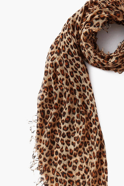Roasted Pecan Leopard Cashmere & Silk Scarf