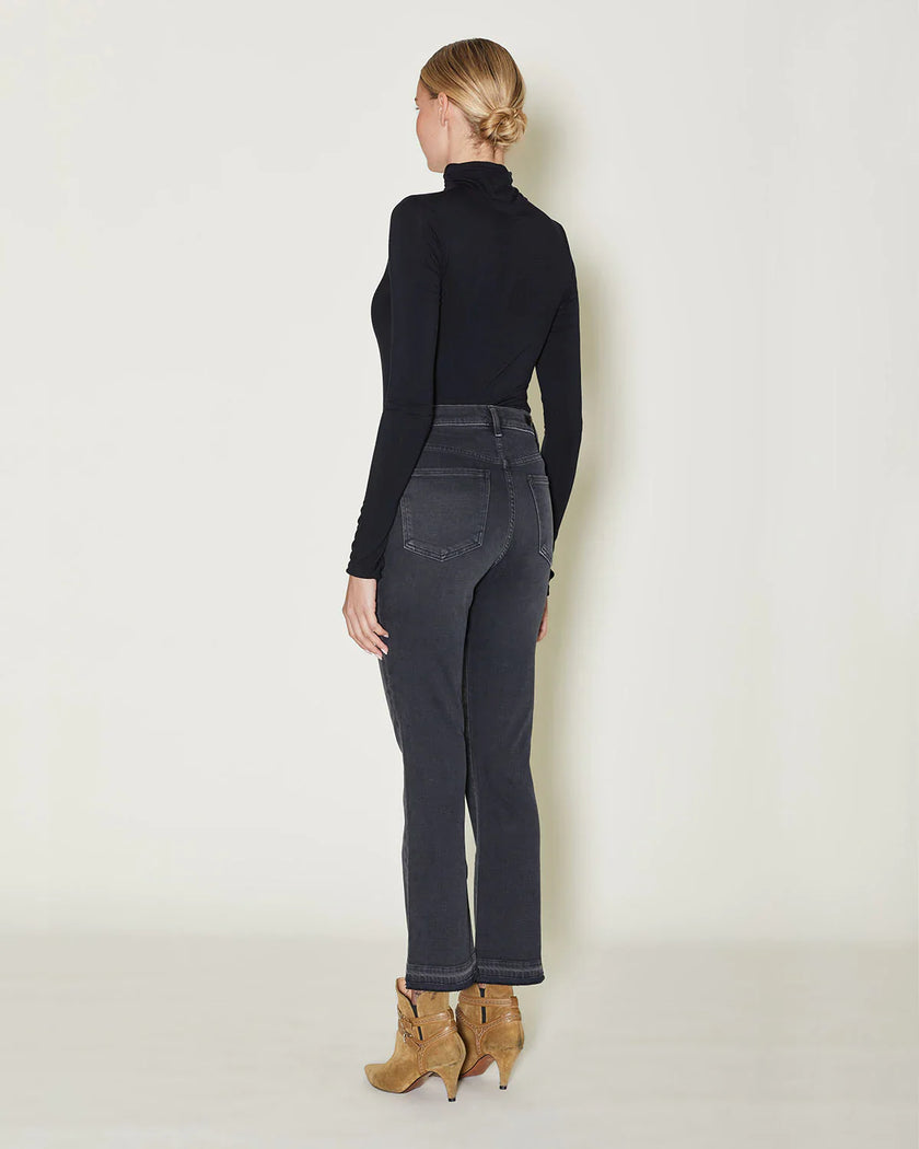 Bella Crop Flare Frayed Hem Jeans- Ash