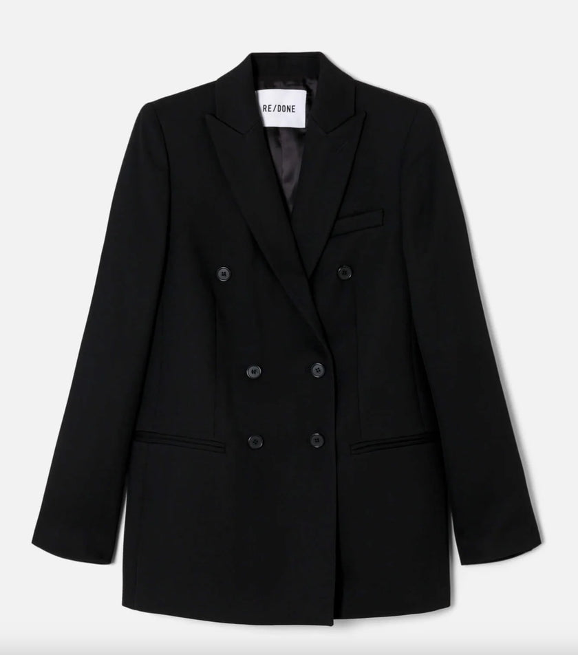 Re/Done Black Double Breasted Blazer in Black
