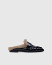 Black Suede Studio - Theo Mule - Black Leather. Available at Edit by Elaine Turner in Houston, TX. Right Side View. 